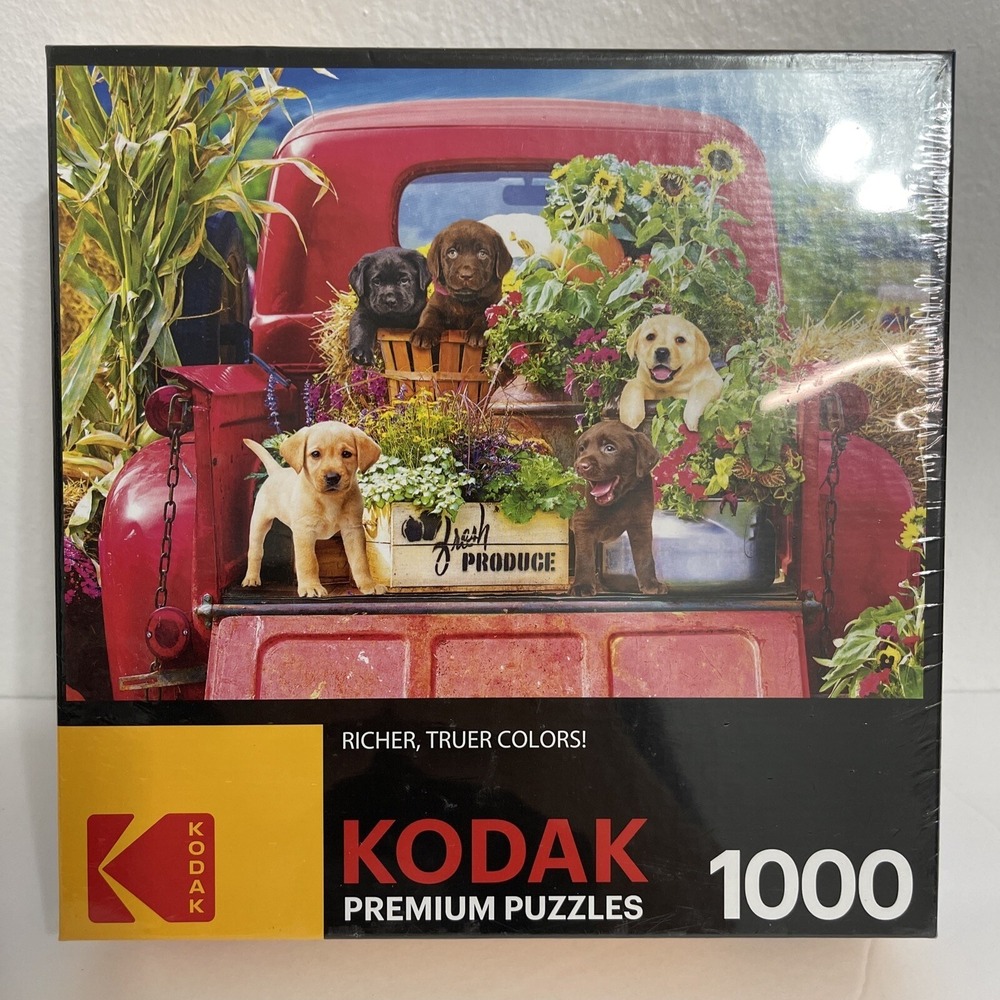 Kodak Premium Stowaways Puppy Dog Truck 1000 Pc Jigsaw Puzzle 19.25"×26.25" New!